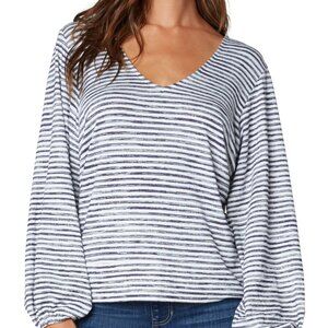 Liverpool: Twist Back Long Sleeve Knit Top (blue stripe)